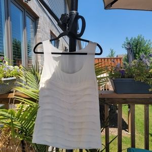 TORY BURCH Ivory Layered Ruffle Silk Tank